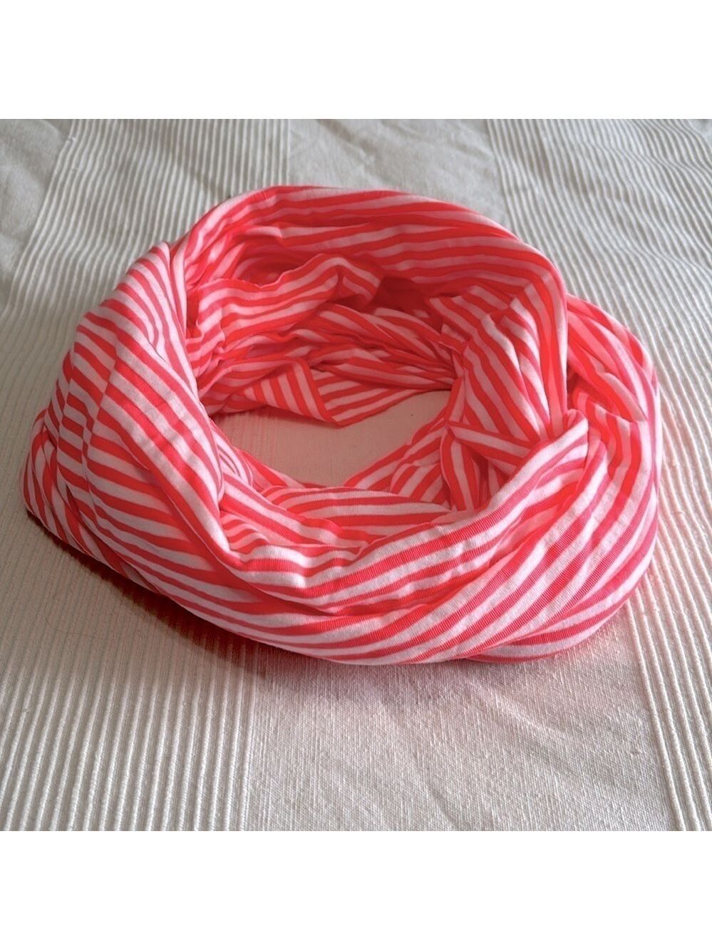 GAP Hot Pink White Cotton Striped Infinity Scarf